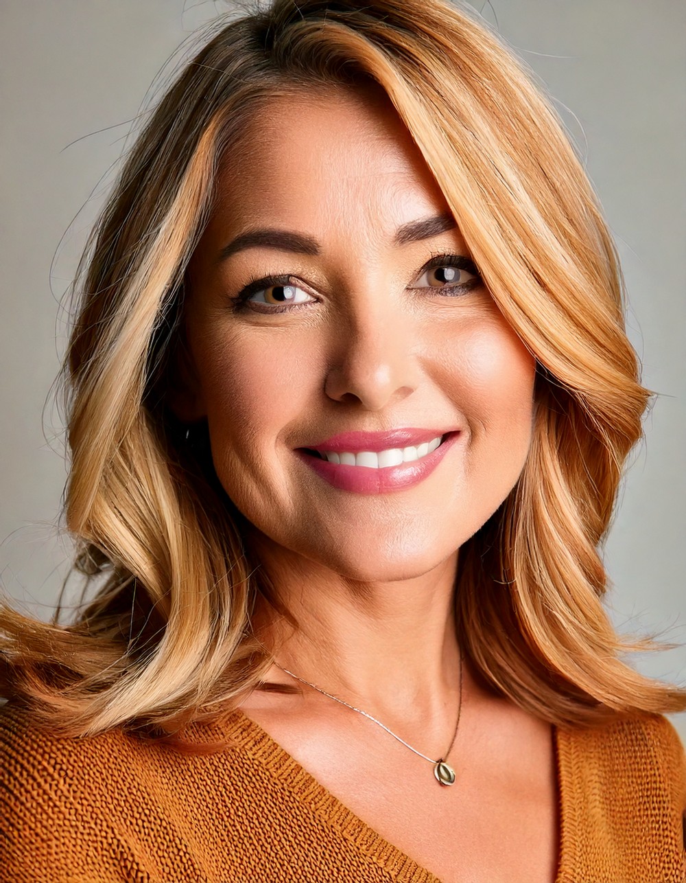 Warm Sandy Blonde Layered Lob