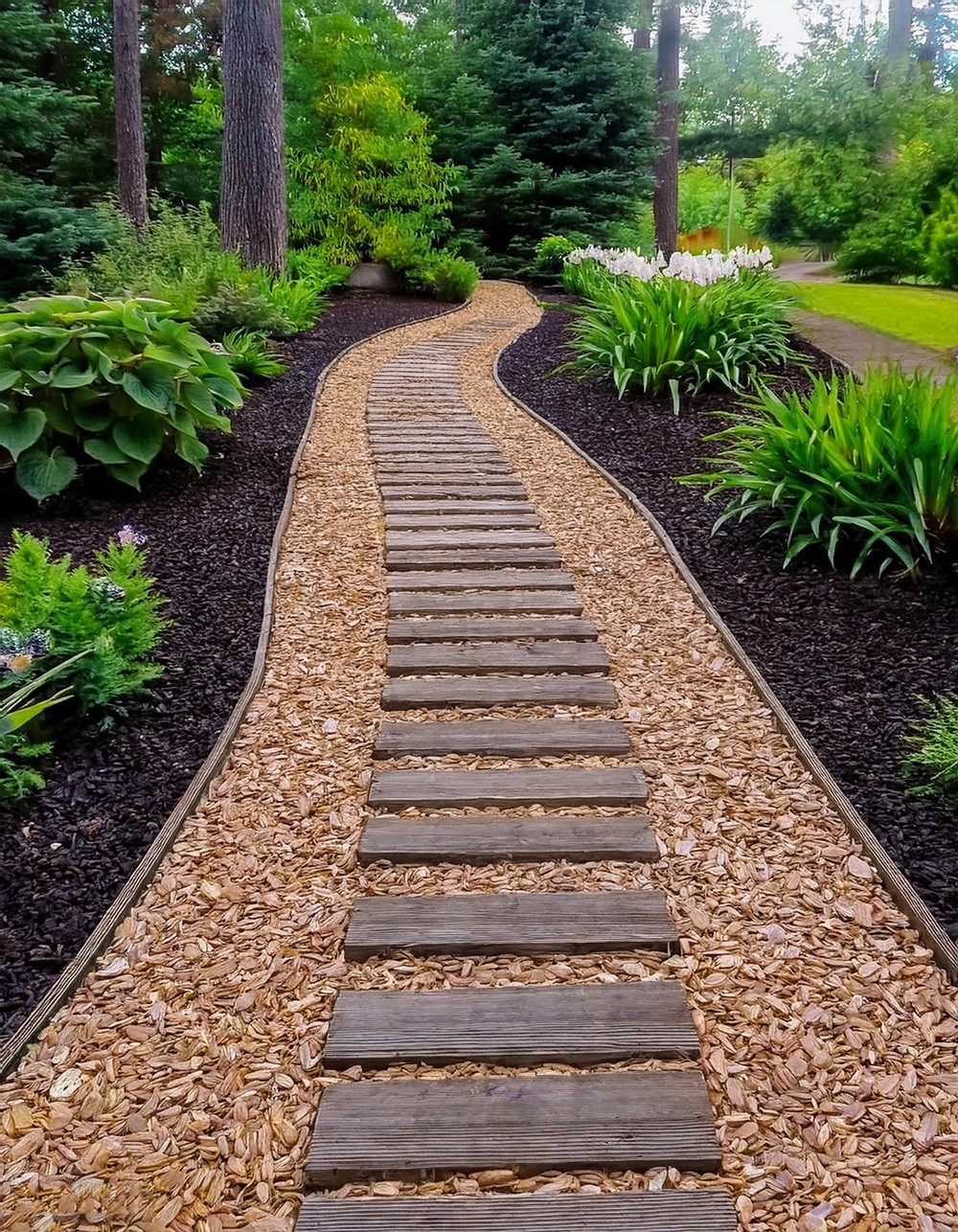 Wood Chip Path with Naturalistic Look