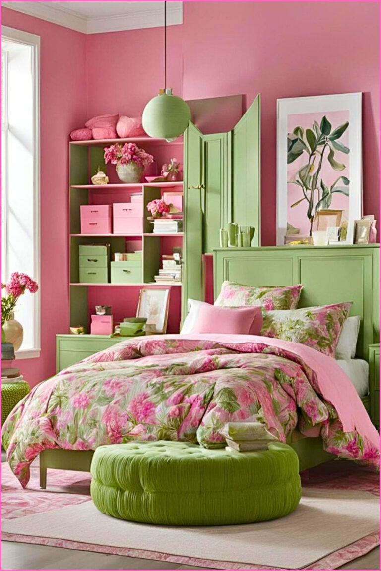16 Cozy Pink and Green Bedroom Ideas
