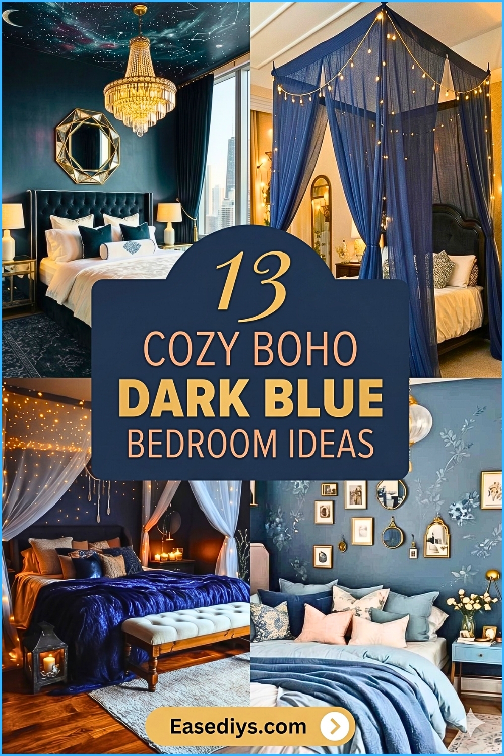 13 Cozy Boho Dark Blue Bedroom Ideas
