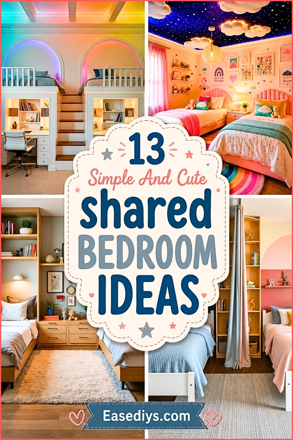 13 Simple And Cute Shared Bedroom Ideas For Kids