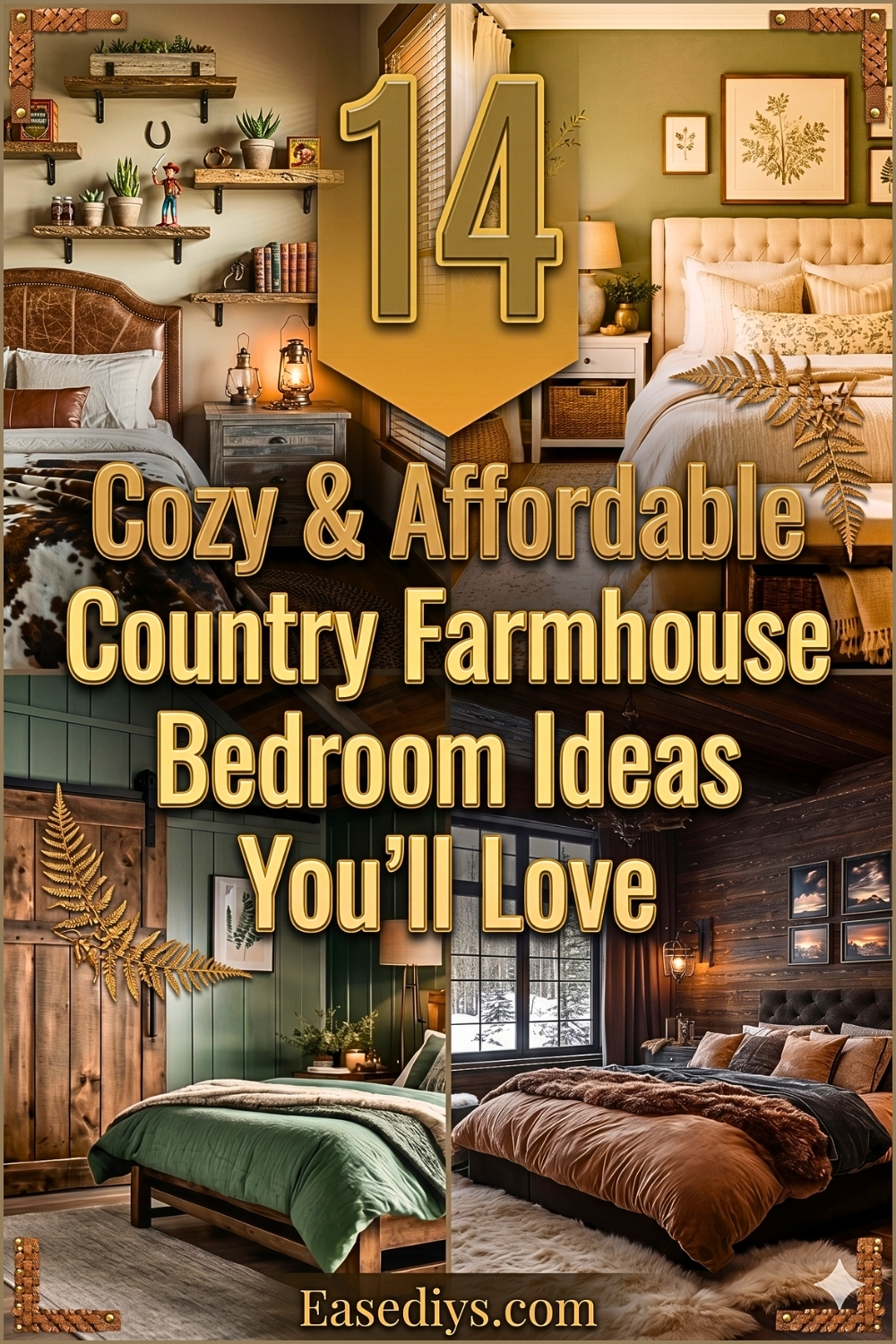14 Cozy & Affordable Country Farmhouse Bedroom Ideas You'll Love