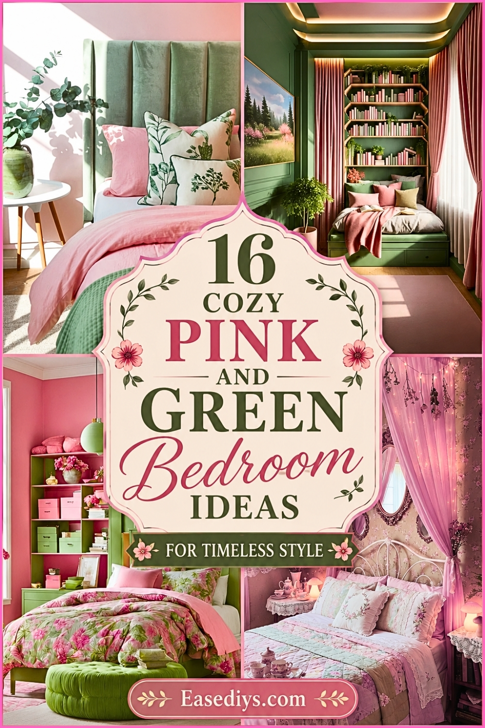 16 Cozy Pink and Green Bedroom Ideas