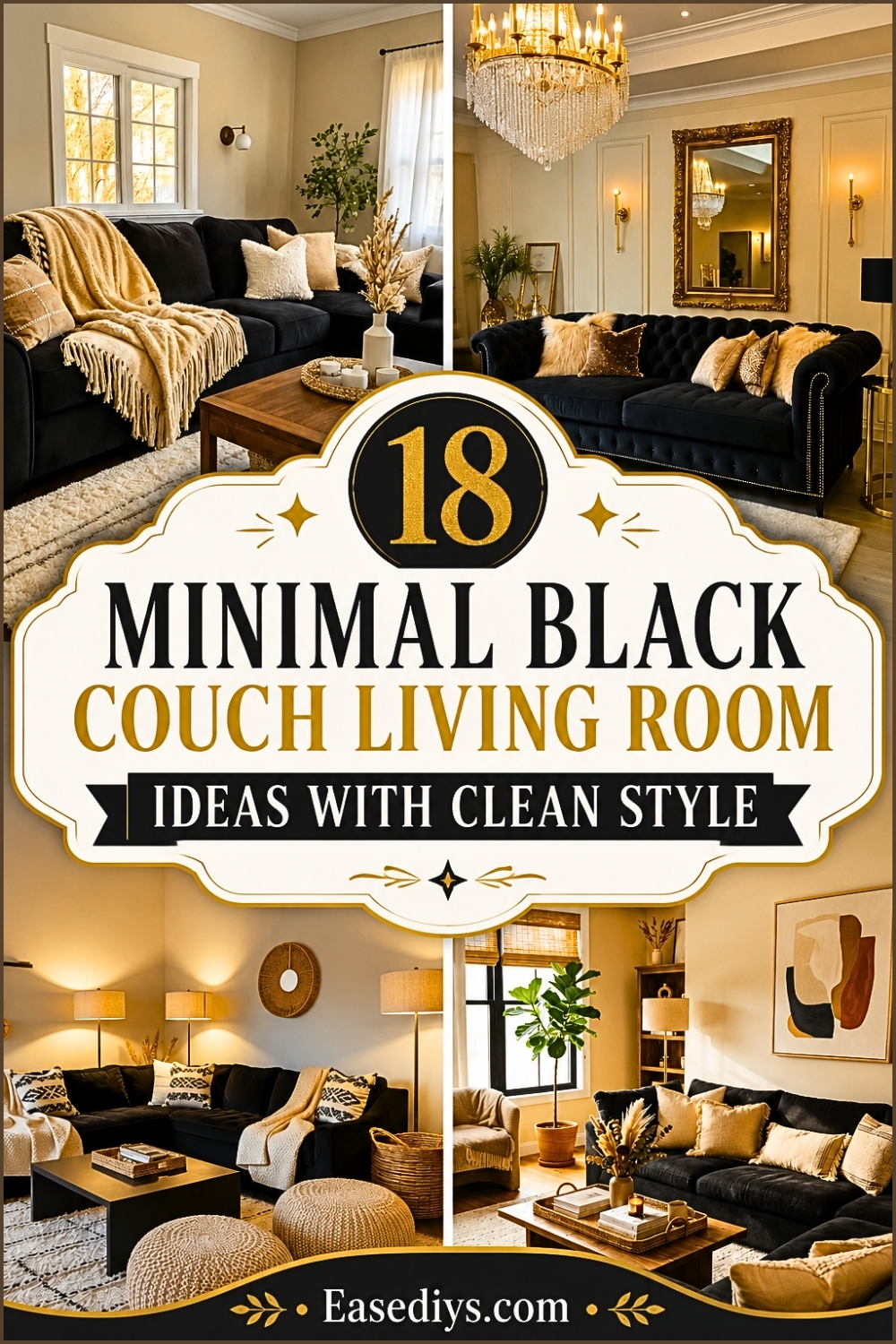 18 Minimal Black Couch Living Room Ideas With Clean Style