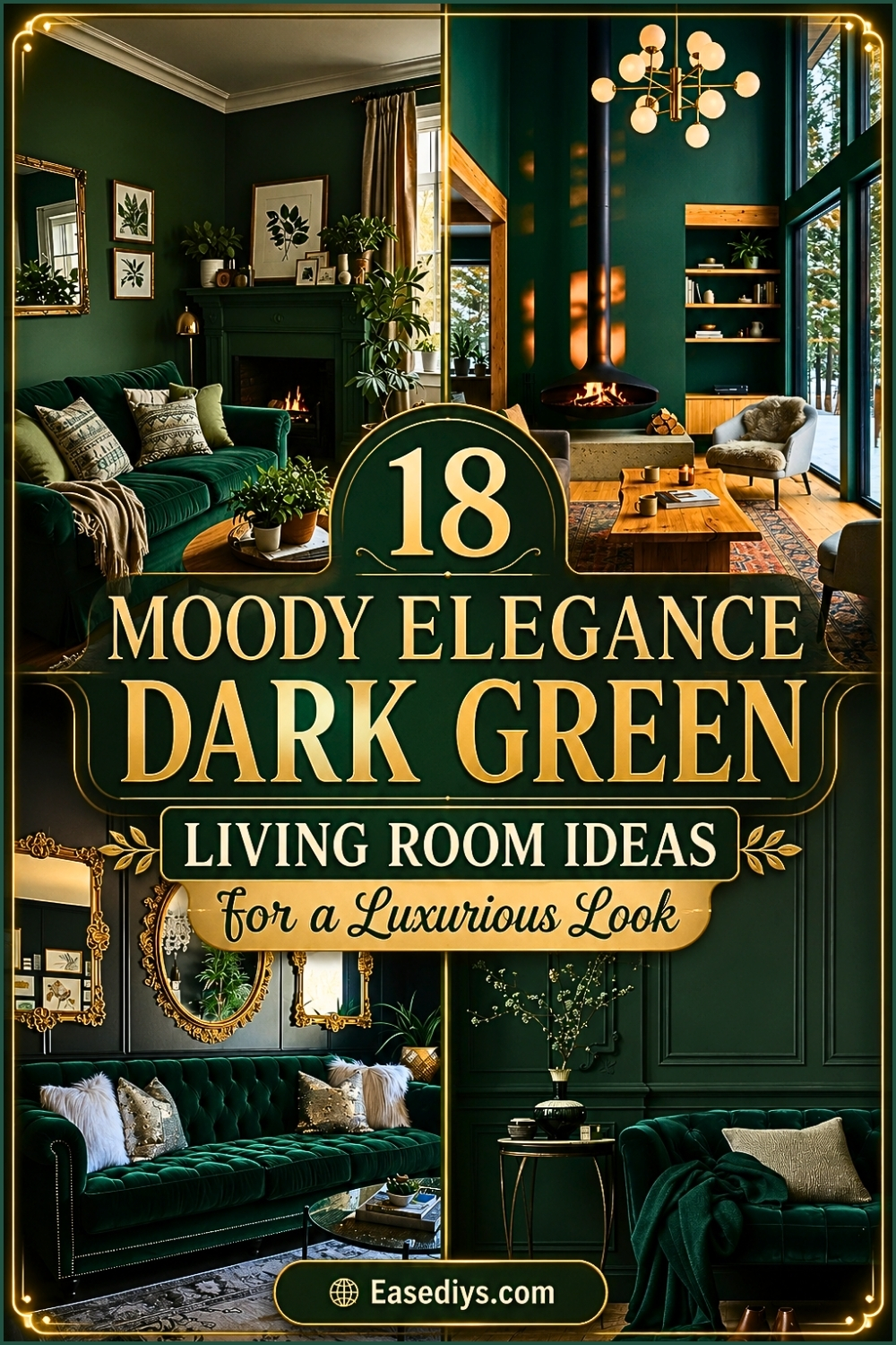 18 Moody Elegance Dark Green Living Room Ideas for a Luxurious Look
