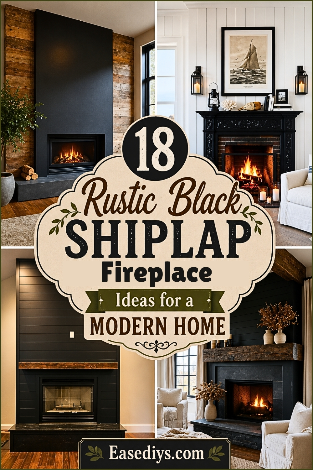 18 Rustic Black Shiplap Fireplace Ideas for a Modern Home (1)
