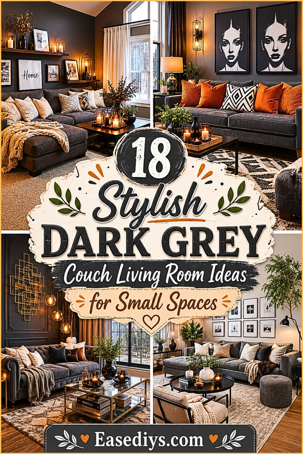 18 Stylish Dark Grey Couch Living Room Ideas for Small Spaces