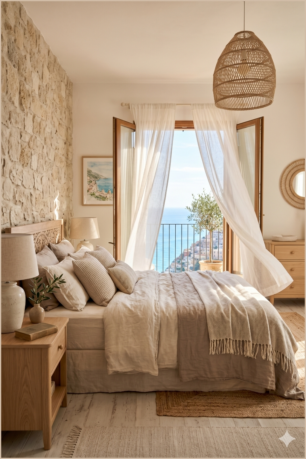 Airy Mediterranean Coastal Bedroom