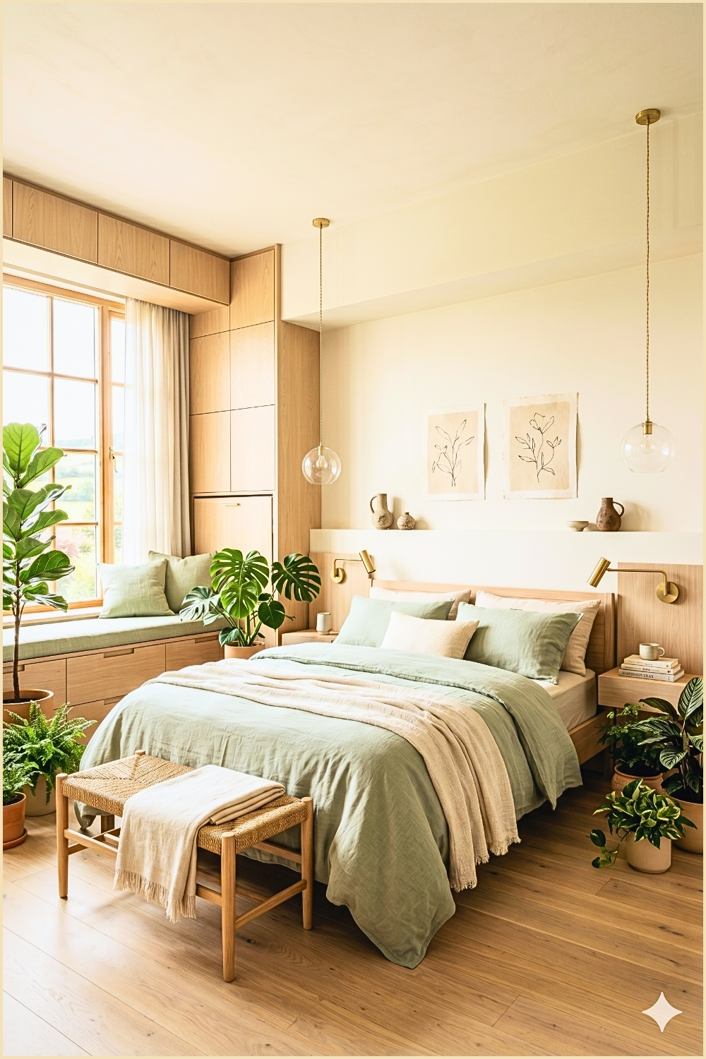 Airy Scandinavian Sage Bedroom (1)
