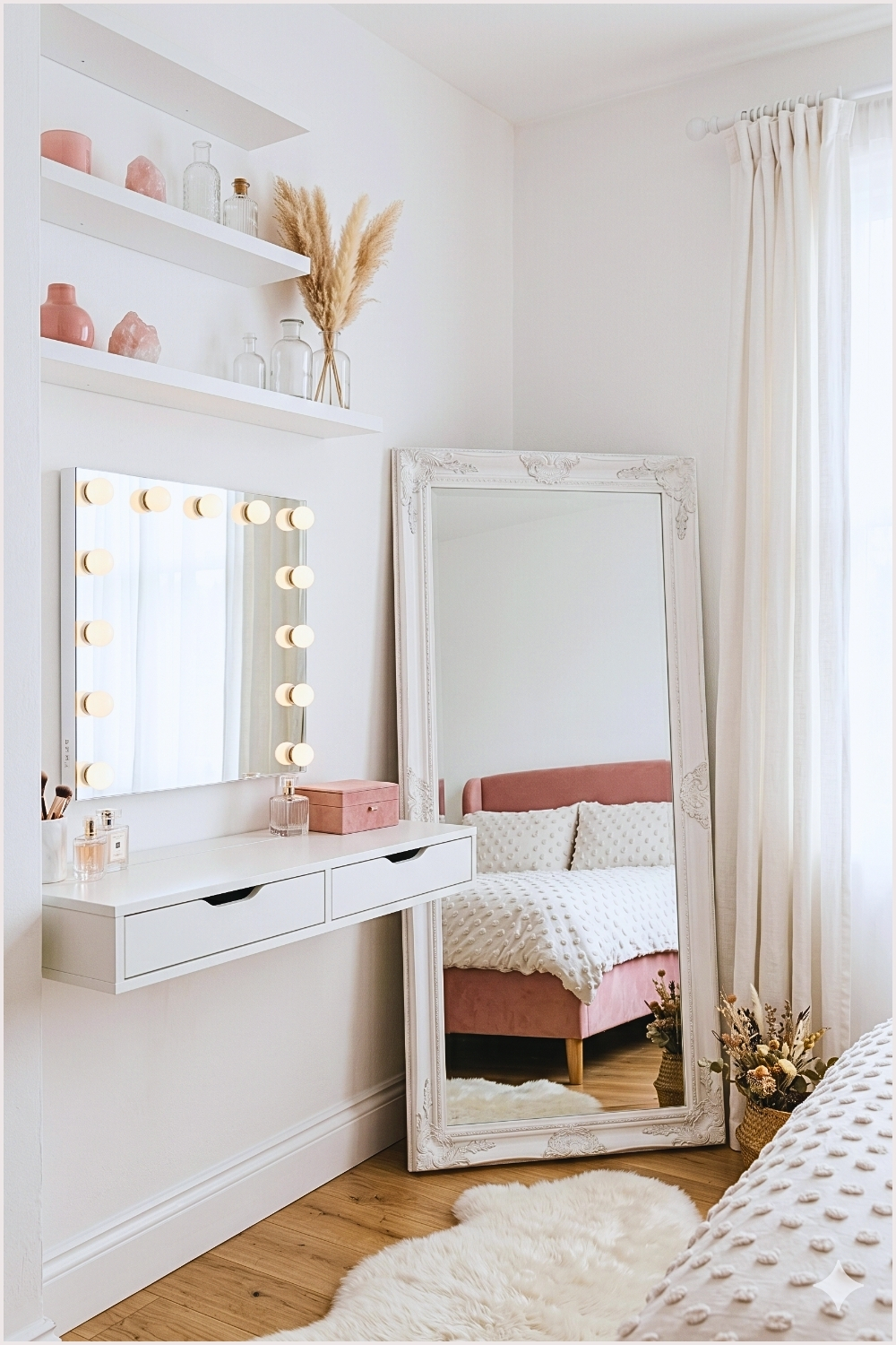 All-White Vanity & Mirror Set