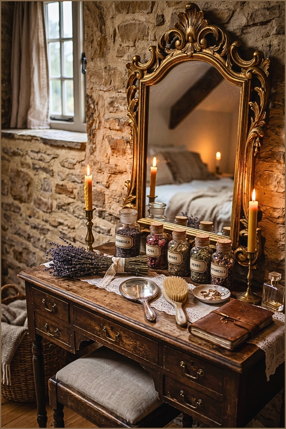Antique Vanity Candlelight Scene