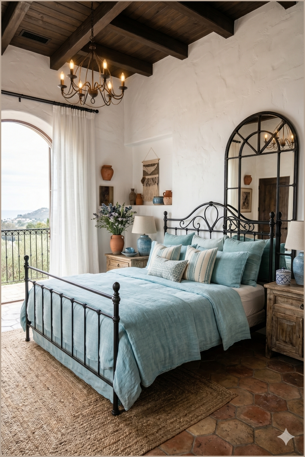 Aqua Coastal Mediterranean Bedroom
