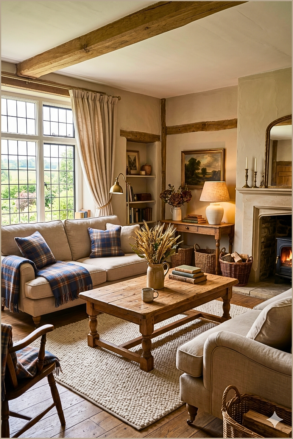 Beige Plaid English Cottage