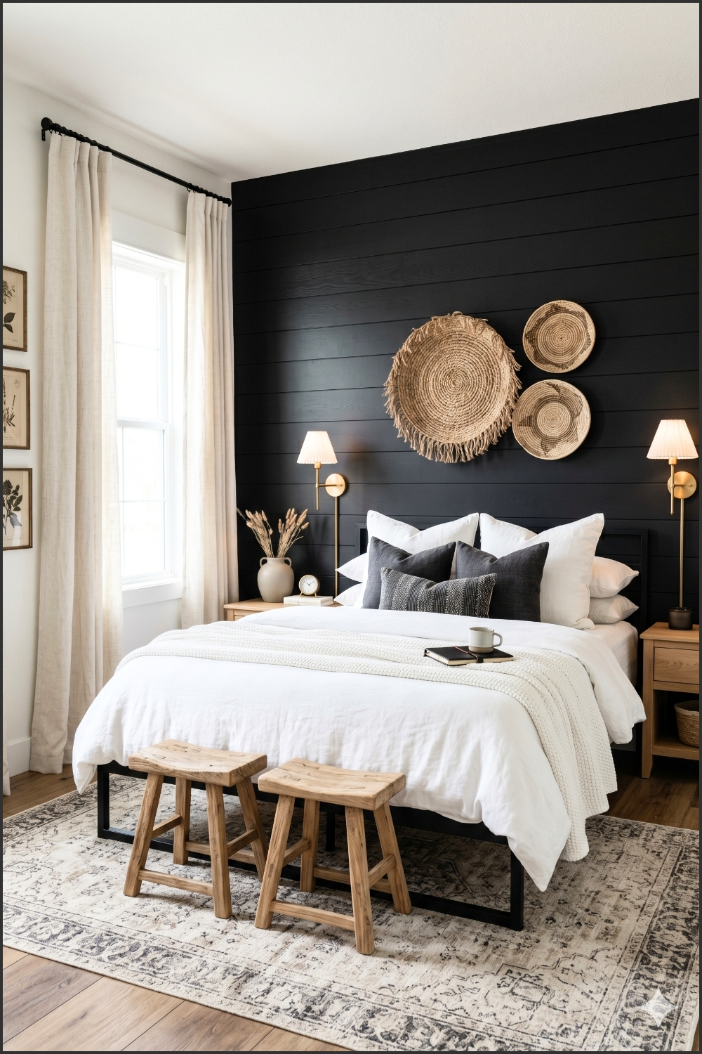Black Shiplap Modern Farmhouse Bedroom
