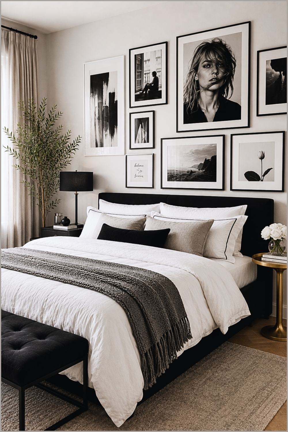 Black and White Gallery Wall Bedroom
