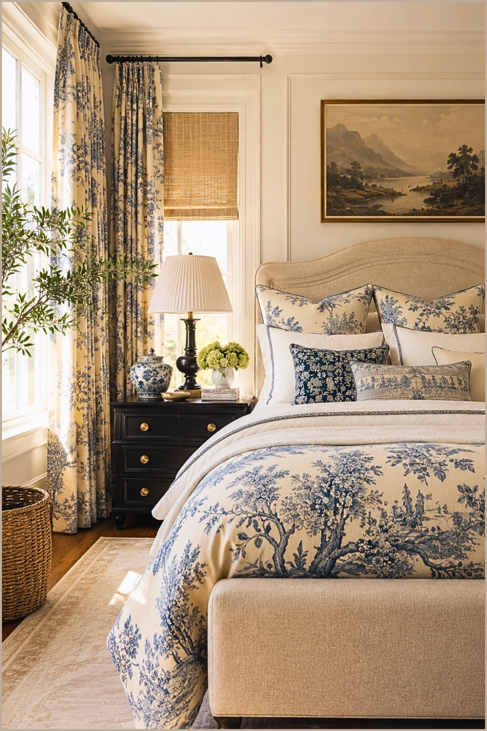 Blue Toile Chinoiserie Bedroom