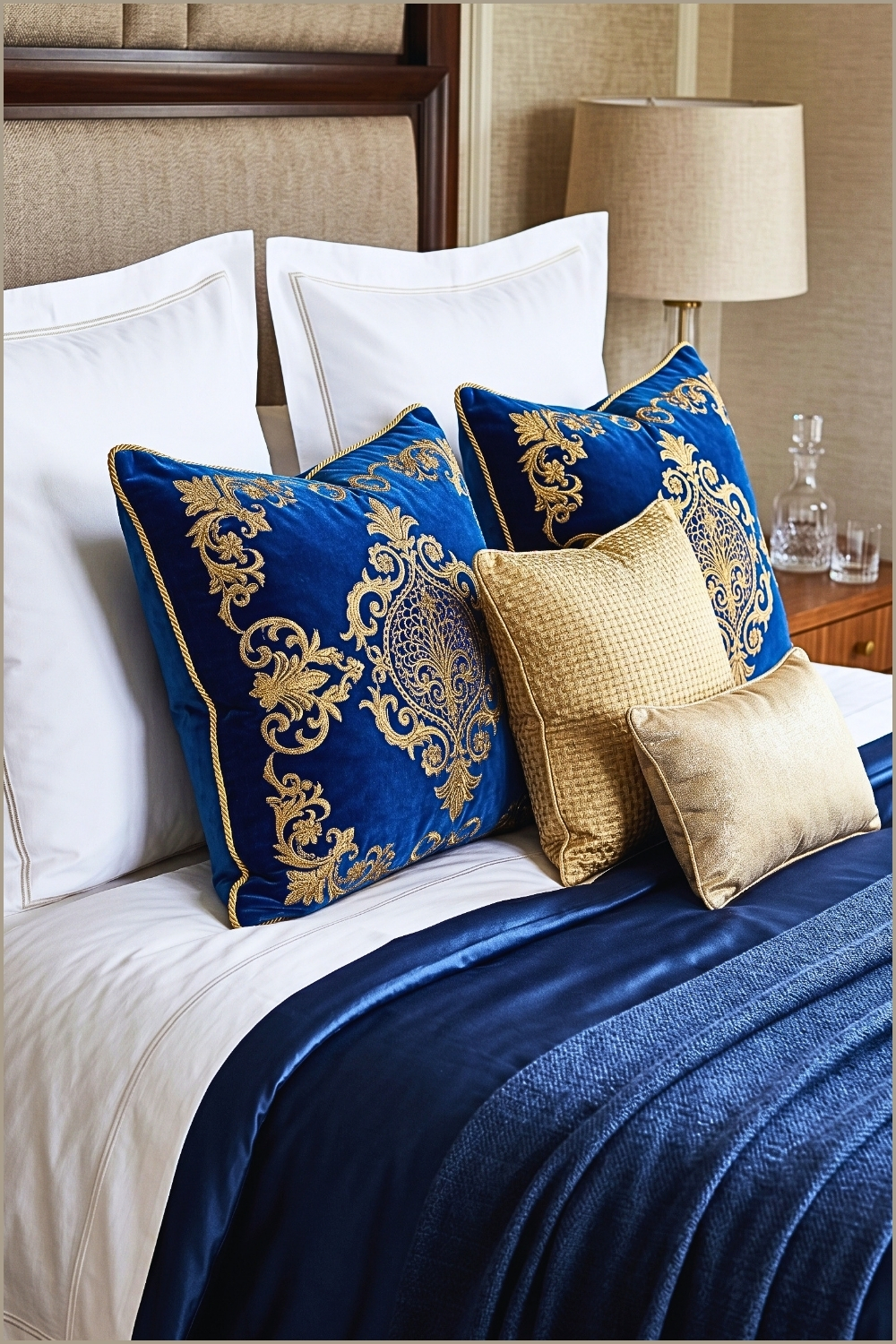 Blue and Gold Decorative Pillow Styling