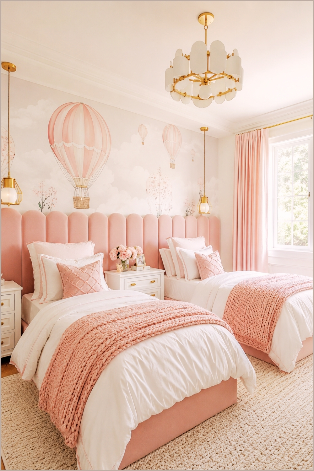 Blush Pink Balloon-Themed Twin Bedroom