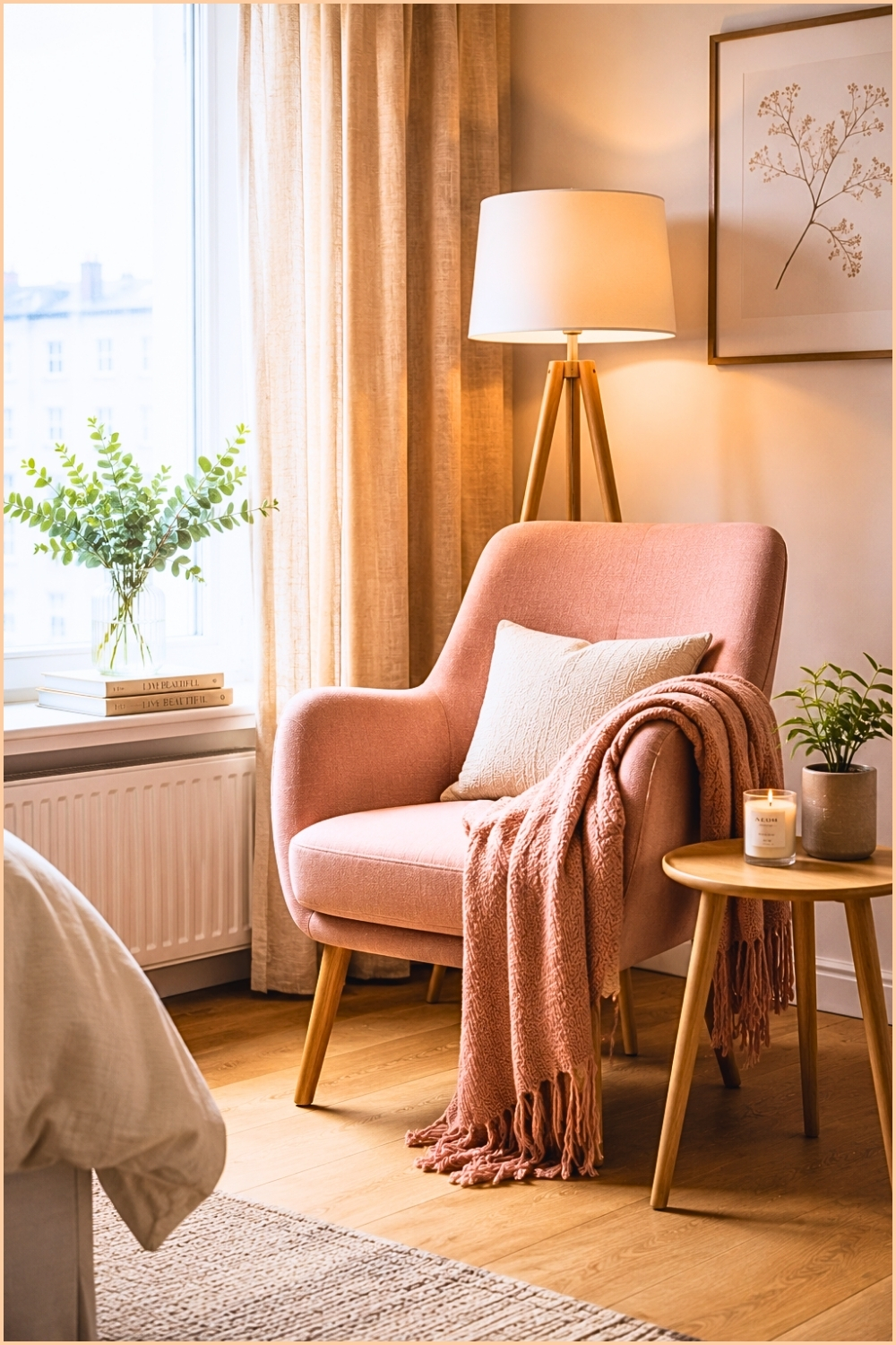 Blush Pink Scandinavian Reading Corner