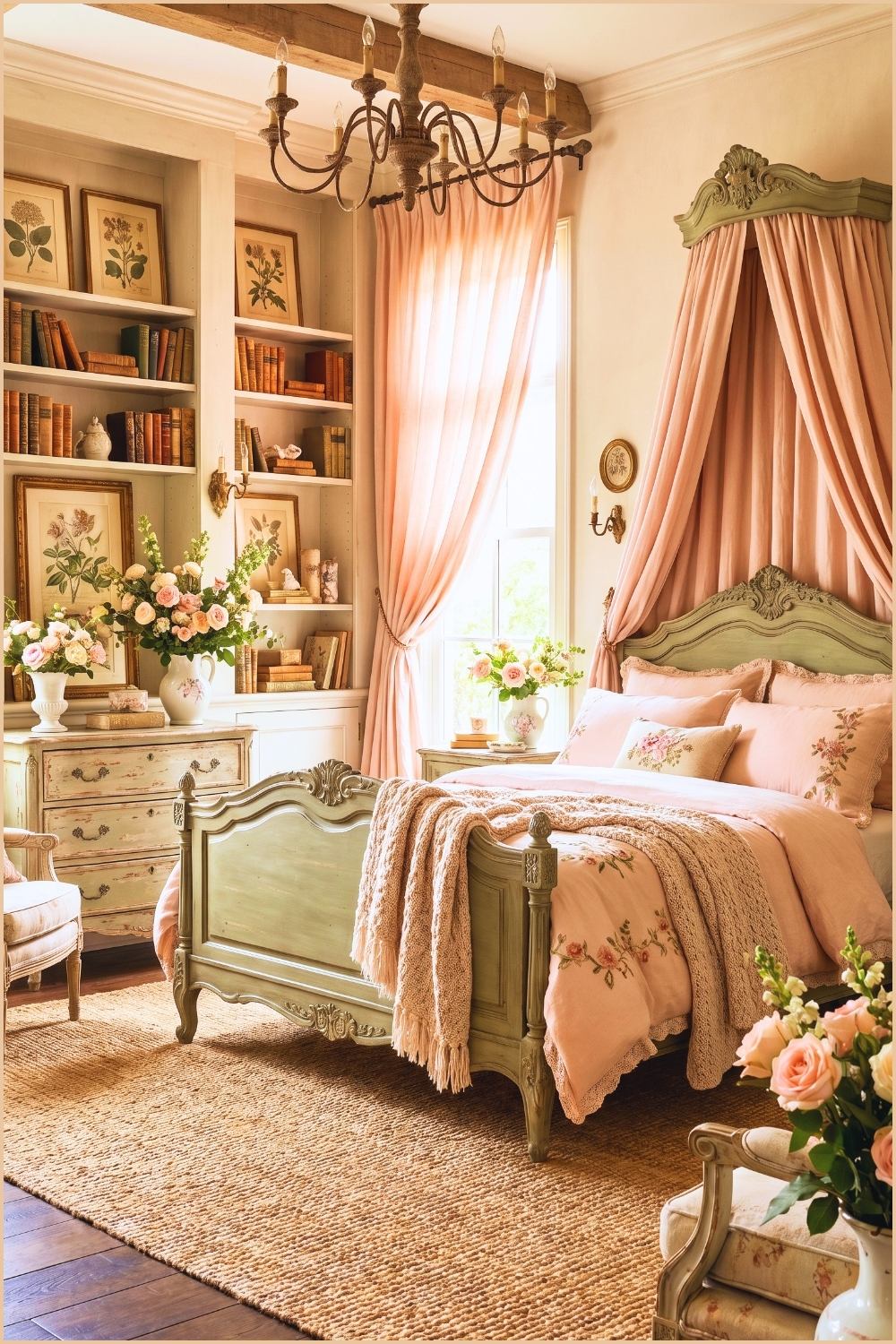 Blush & Sage Green Garden Retreat Cottagecore Bedroom