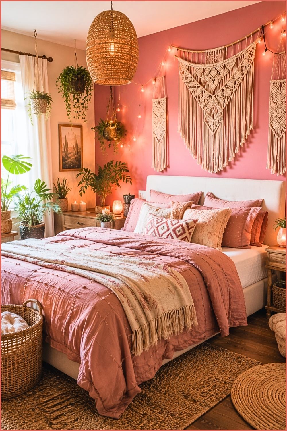 Bohemian Pink Macrame Bedroom