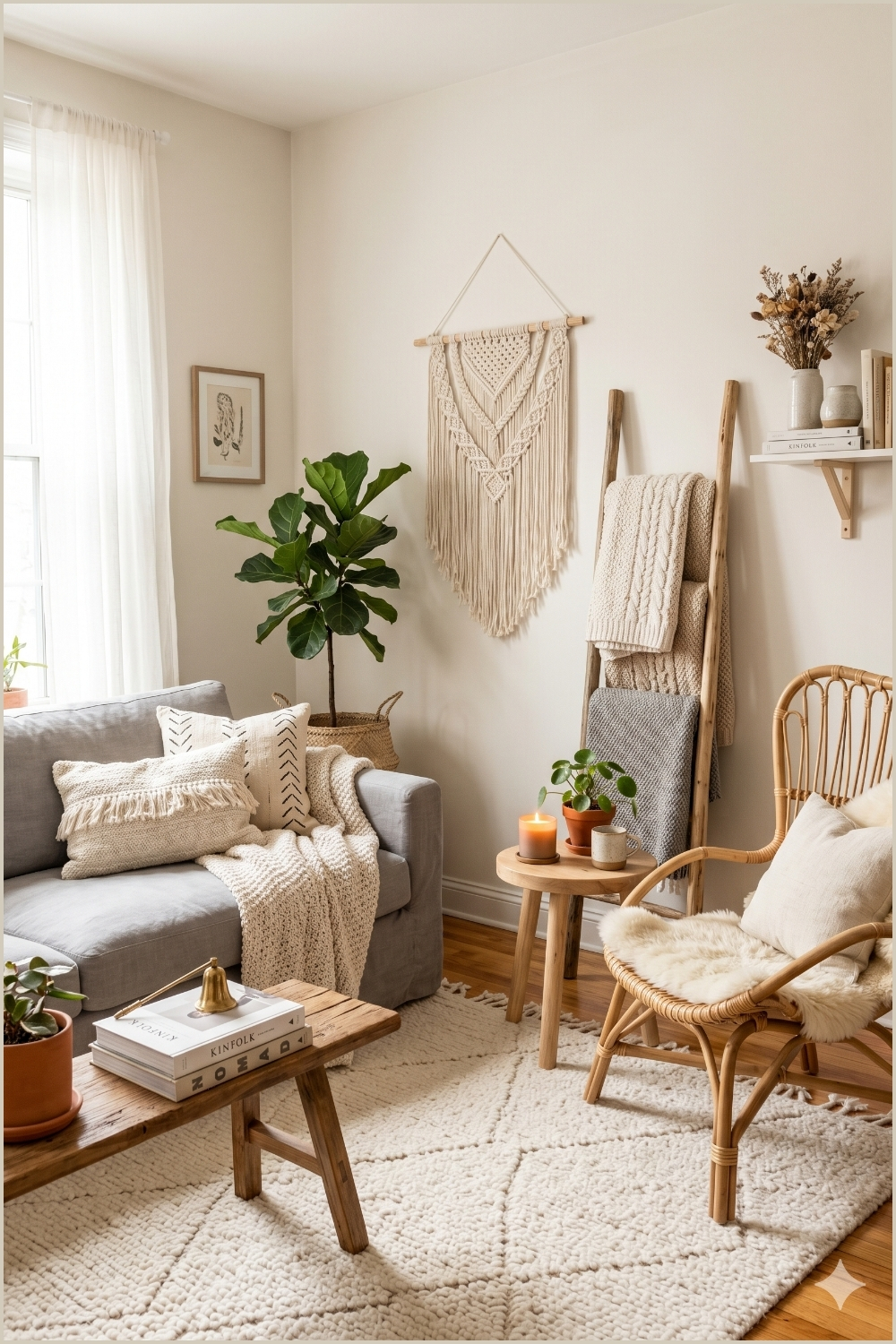 Boho Neutral Apartment Living Room