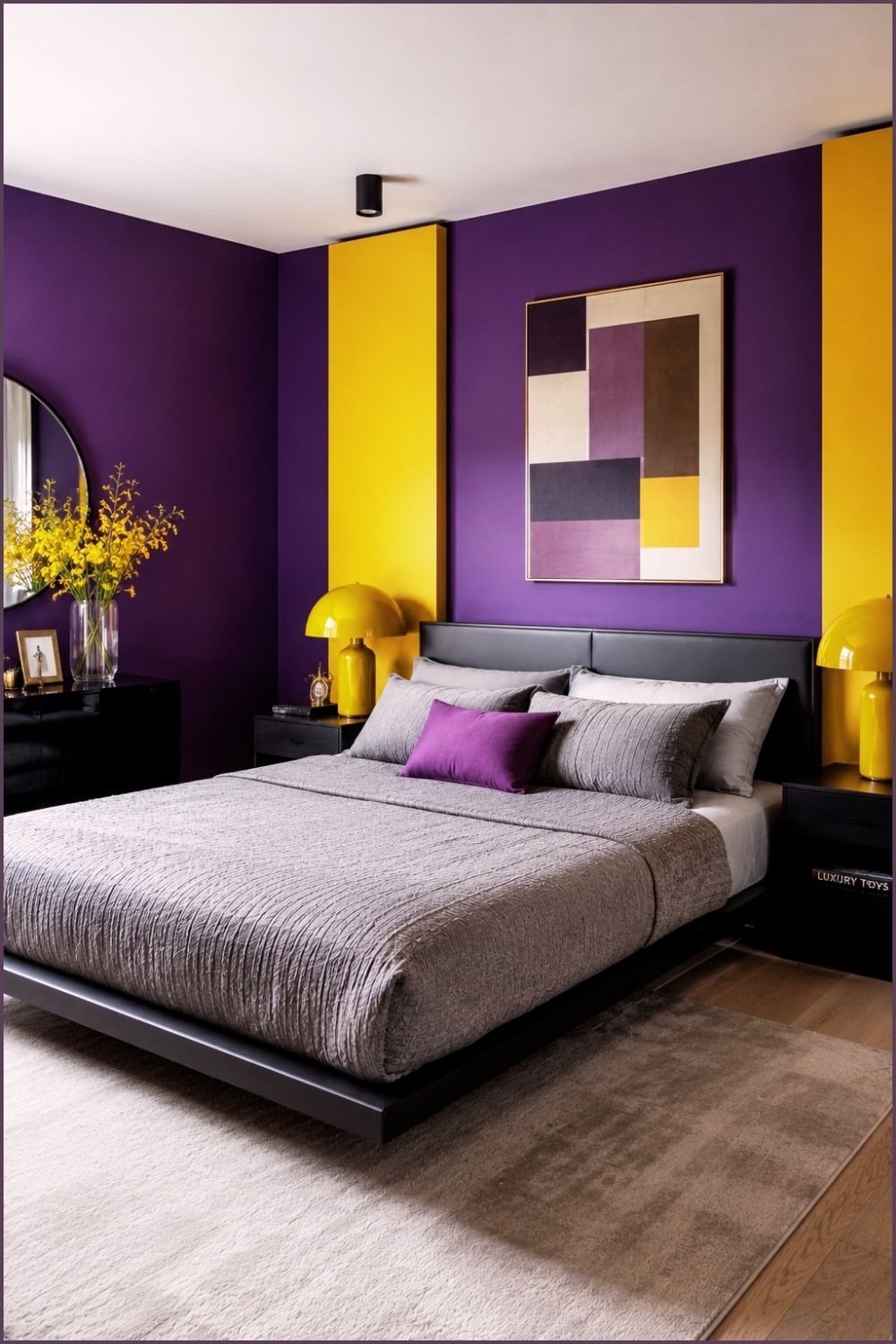 Bold Purple & Yellow Modern Bedroom