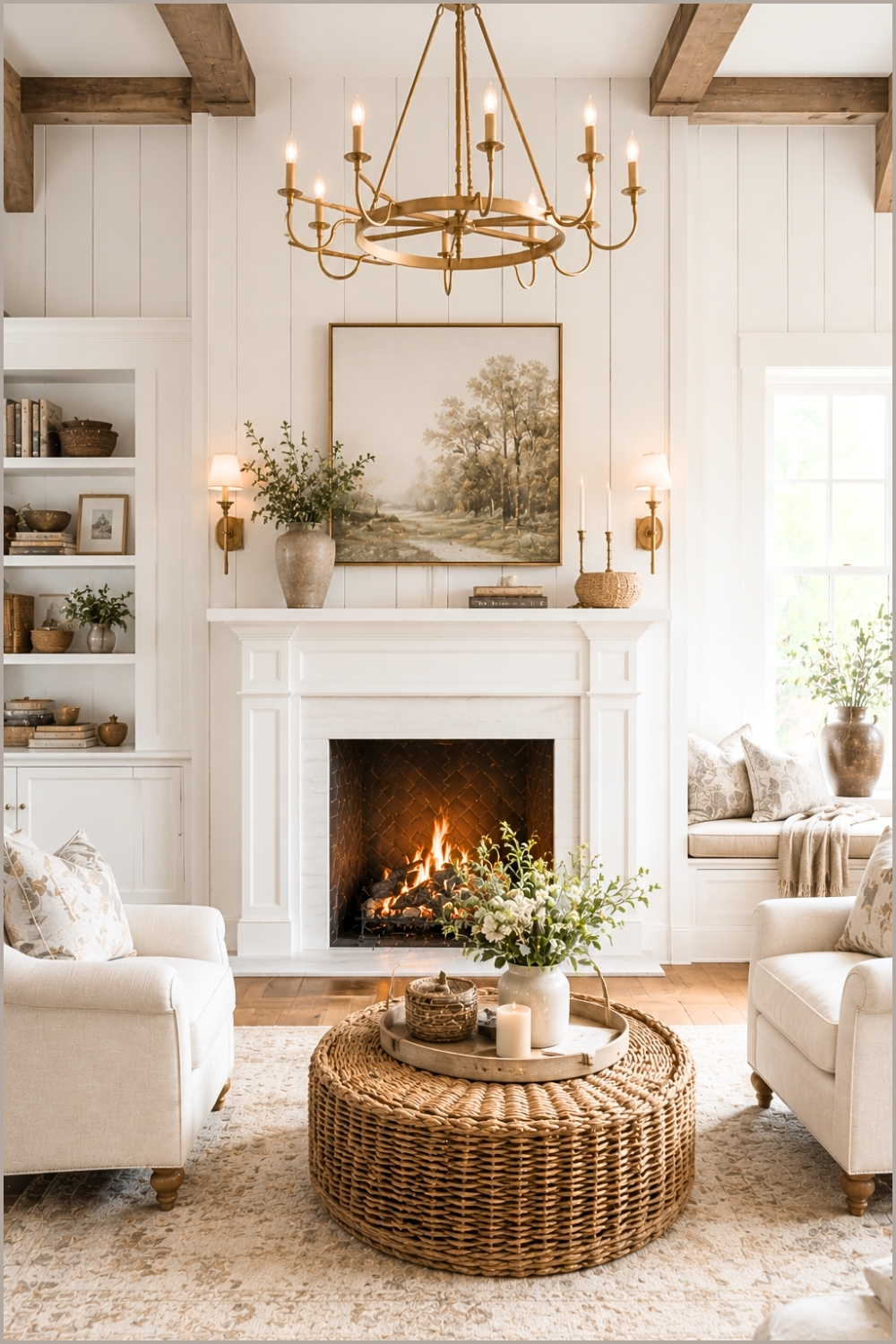 Bright Farmhouse Fireplace Interior (1)