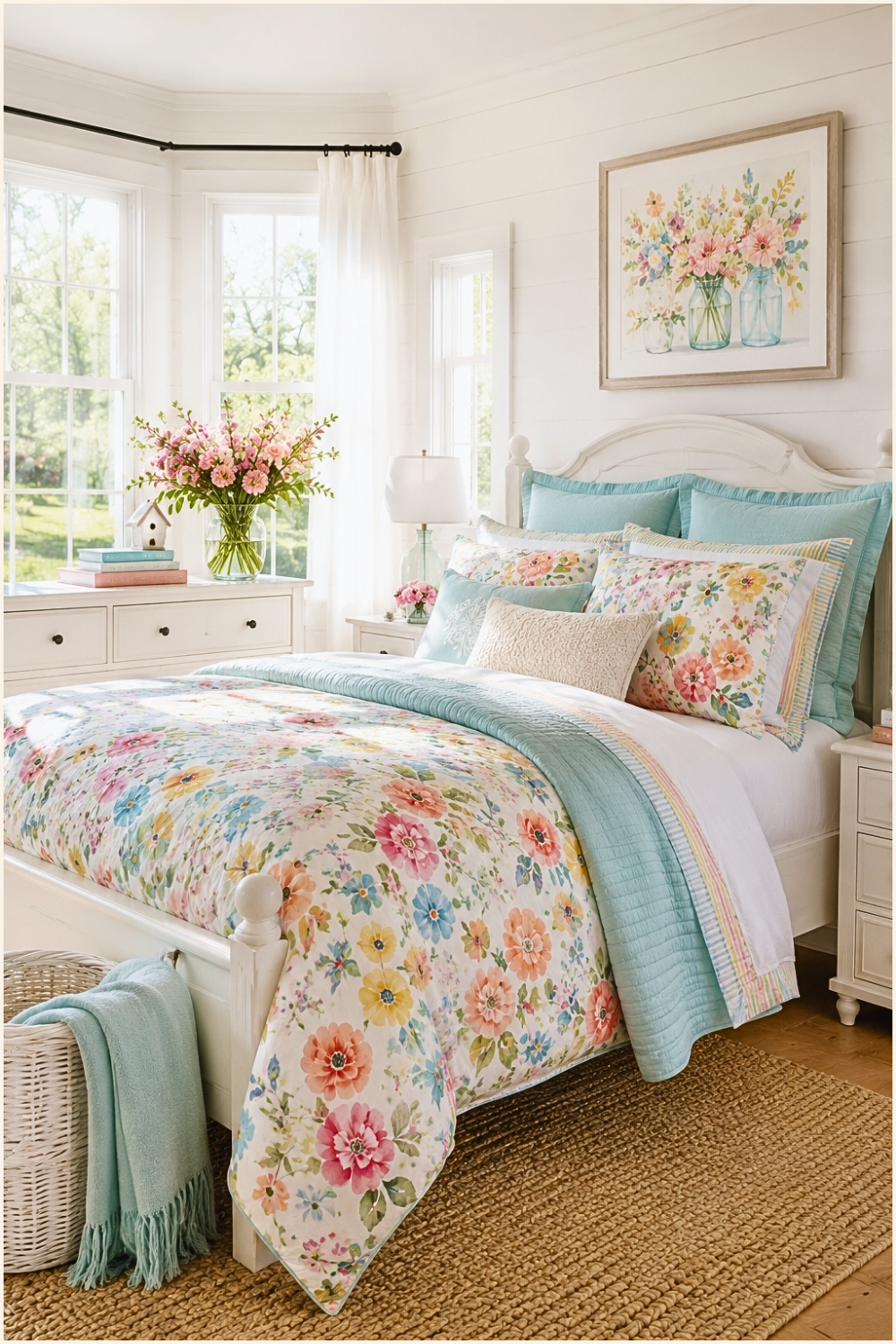 Bright Floral Cottage Bedroom