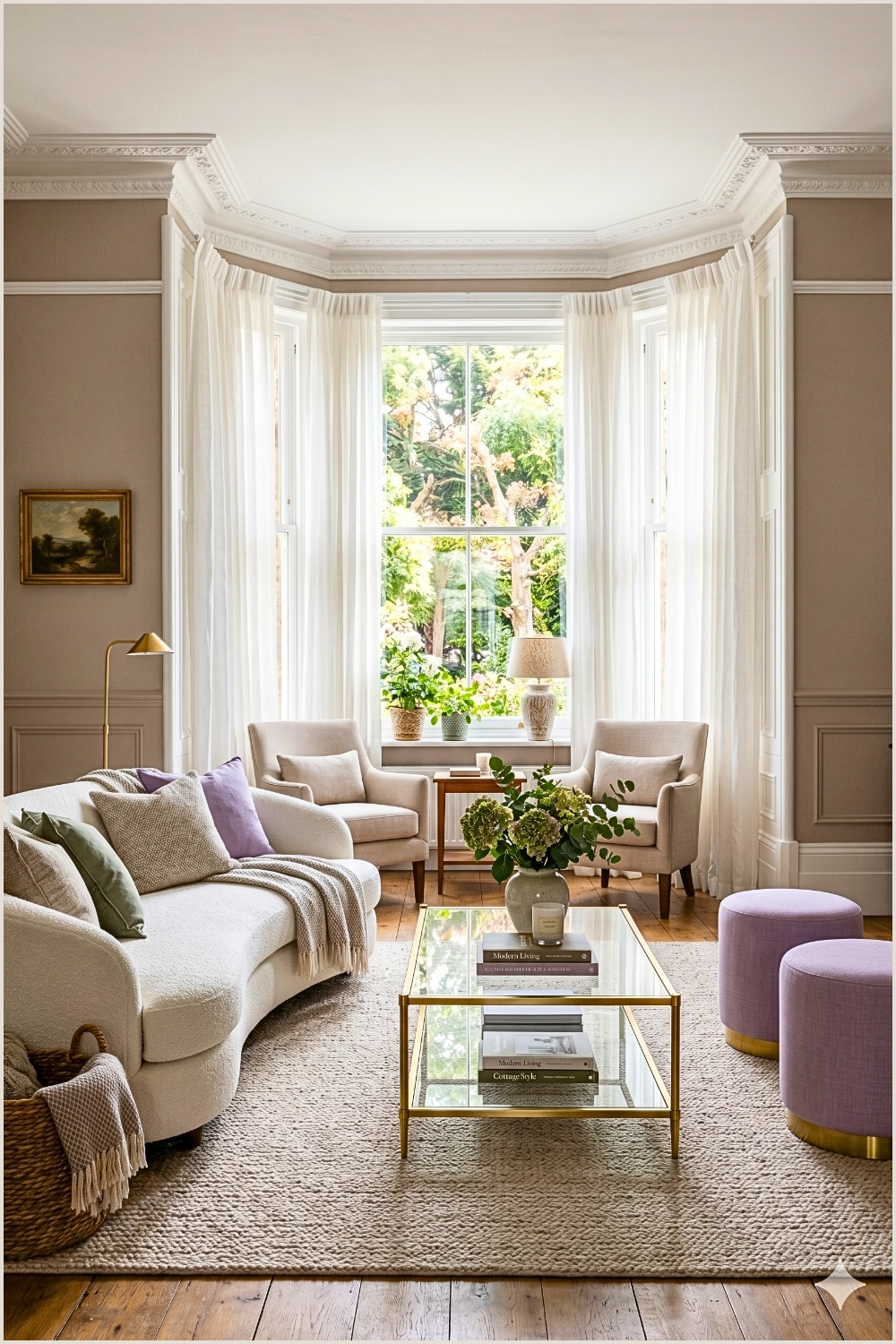 Bright Transitional Bay Window Living Room