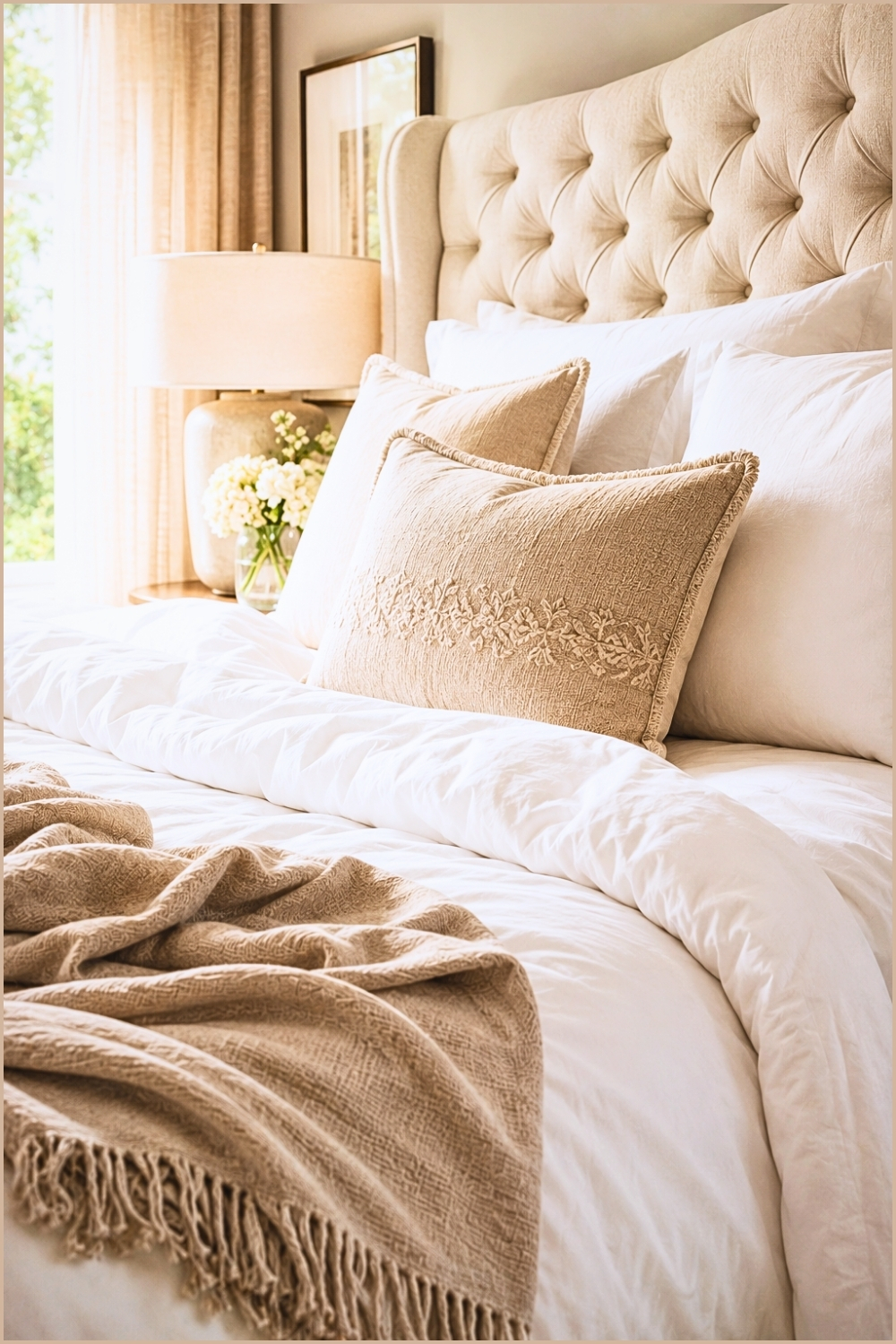 Bright White Plush Bedroom Close-Up
