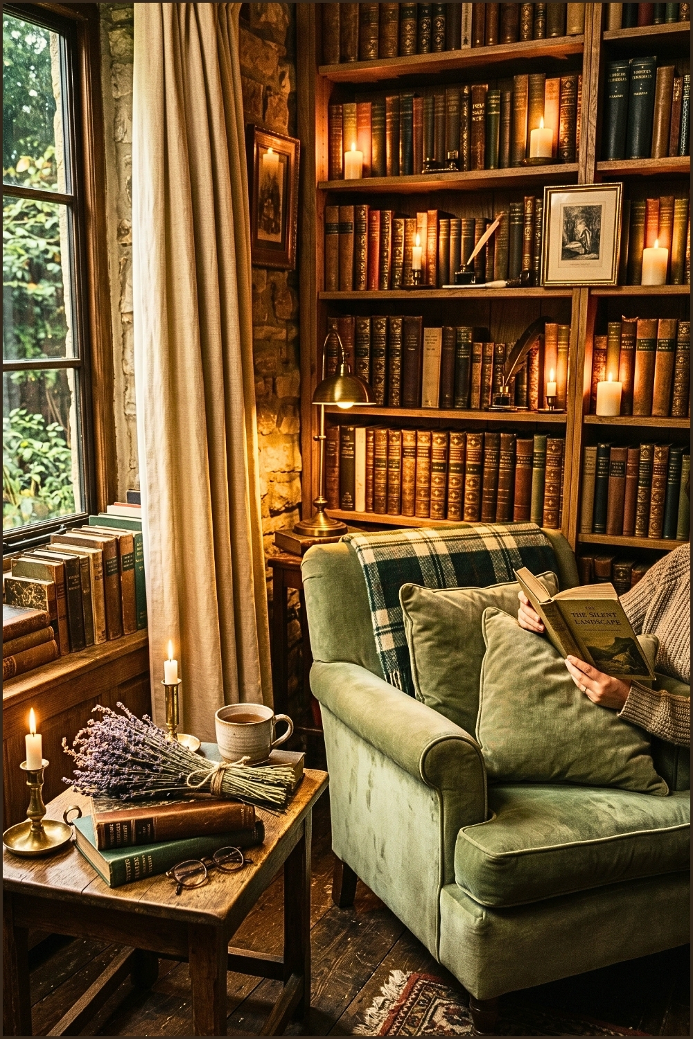 Candlelit Library Nook