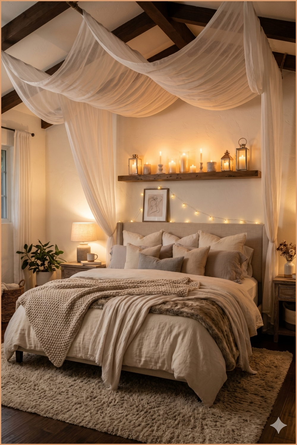Candlelit Neutral Romantic Bedroom
