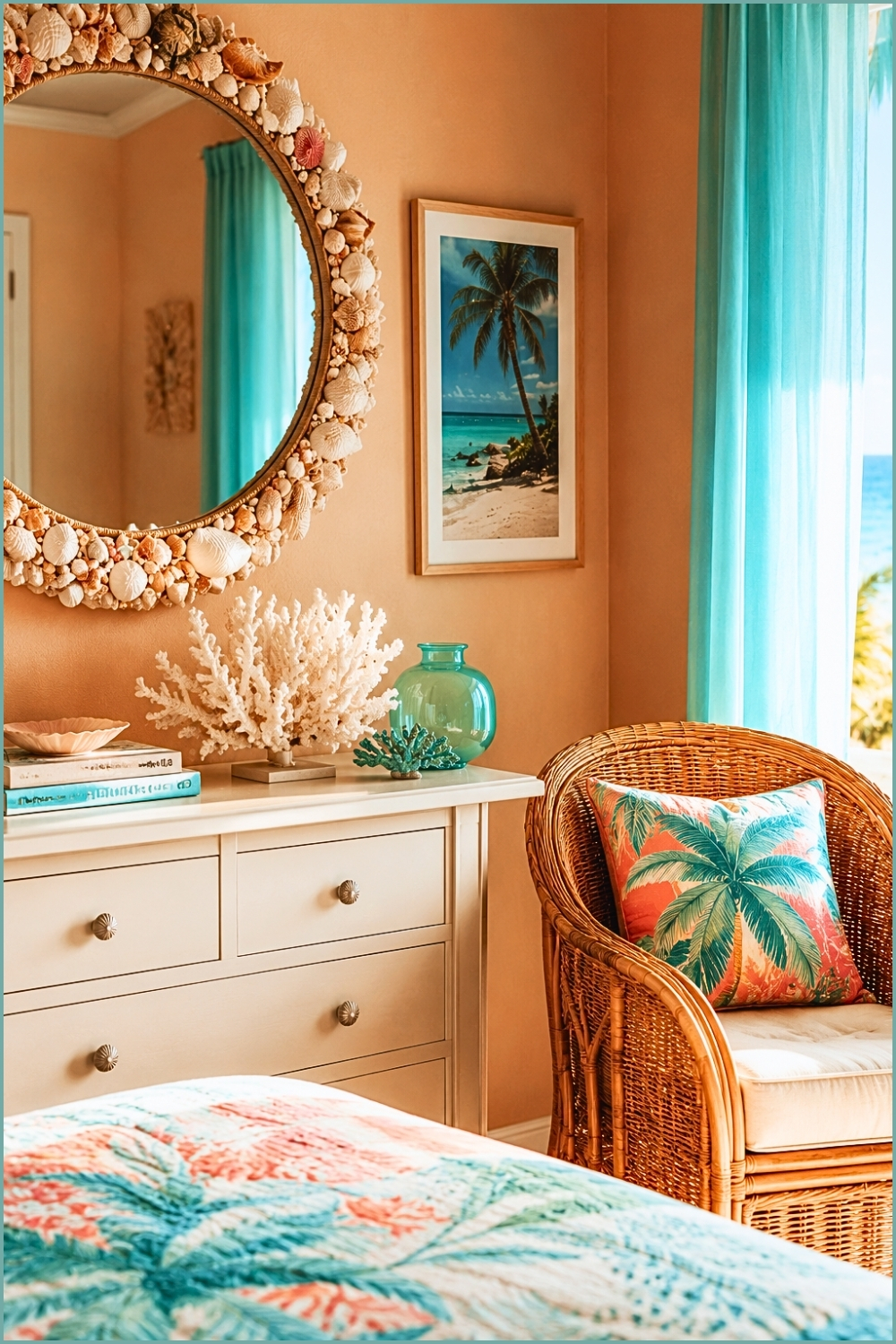 Caribbean Shell Mirror Bedroom