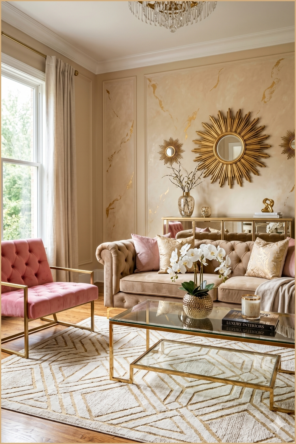 Champagne Velvet With Gold Accents