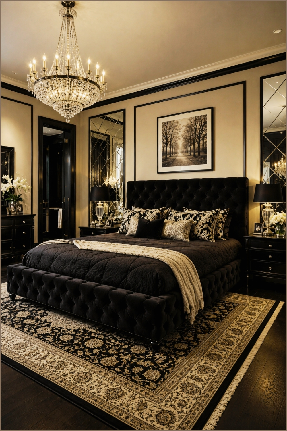 Classic Black and Beige Luxury Bedroom