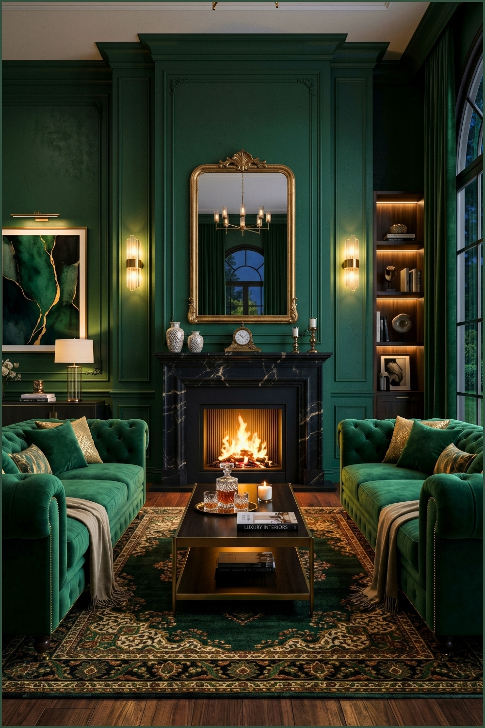Classic Emerald Fireplace Lounge