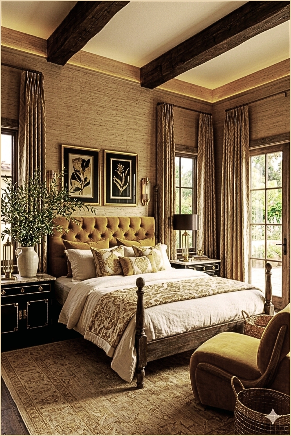 Classic Mustard Glam Bedroom