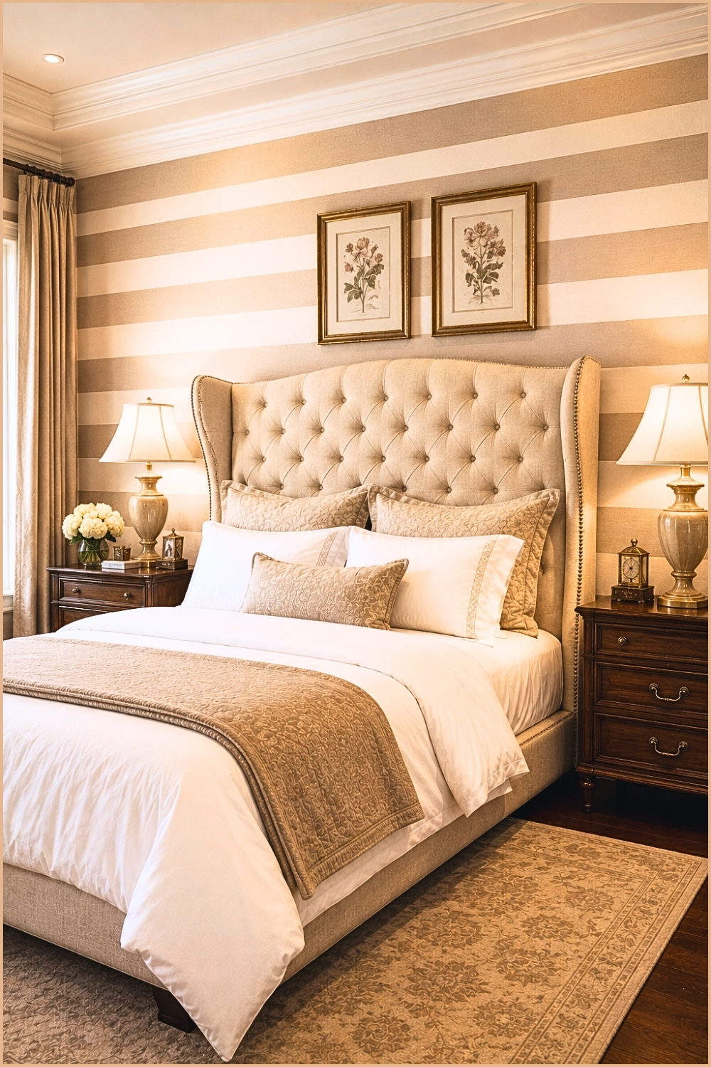 Classic Striped Wallpaper Bedroom