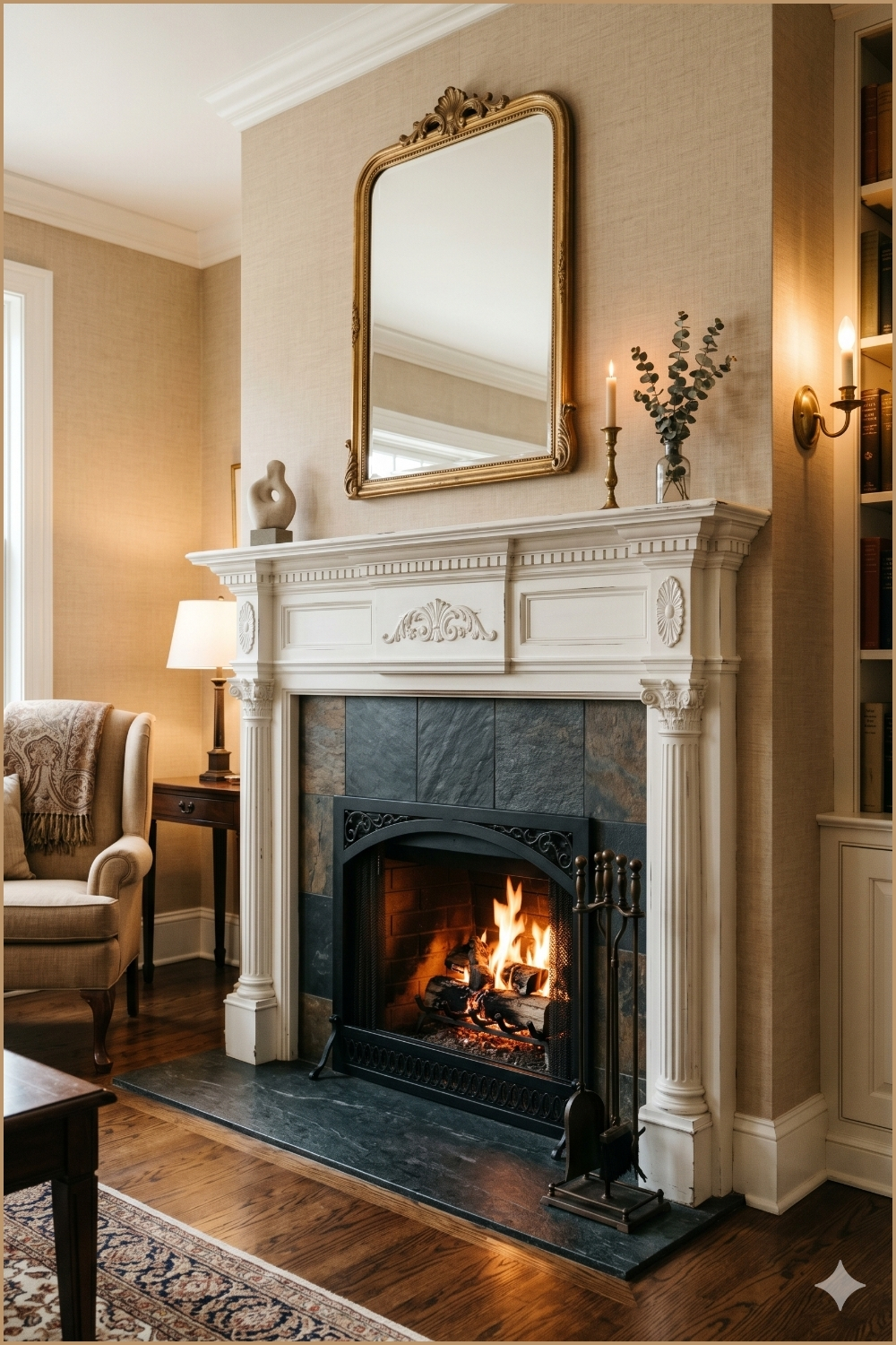 Classic White Mantel Fireplace