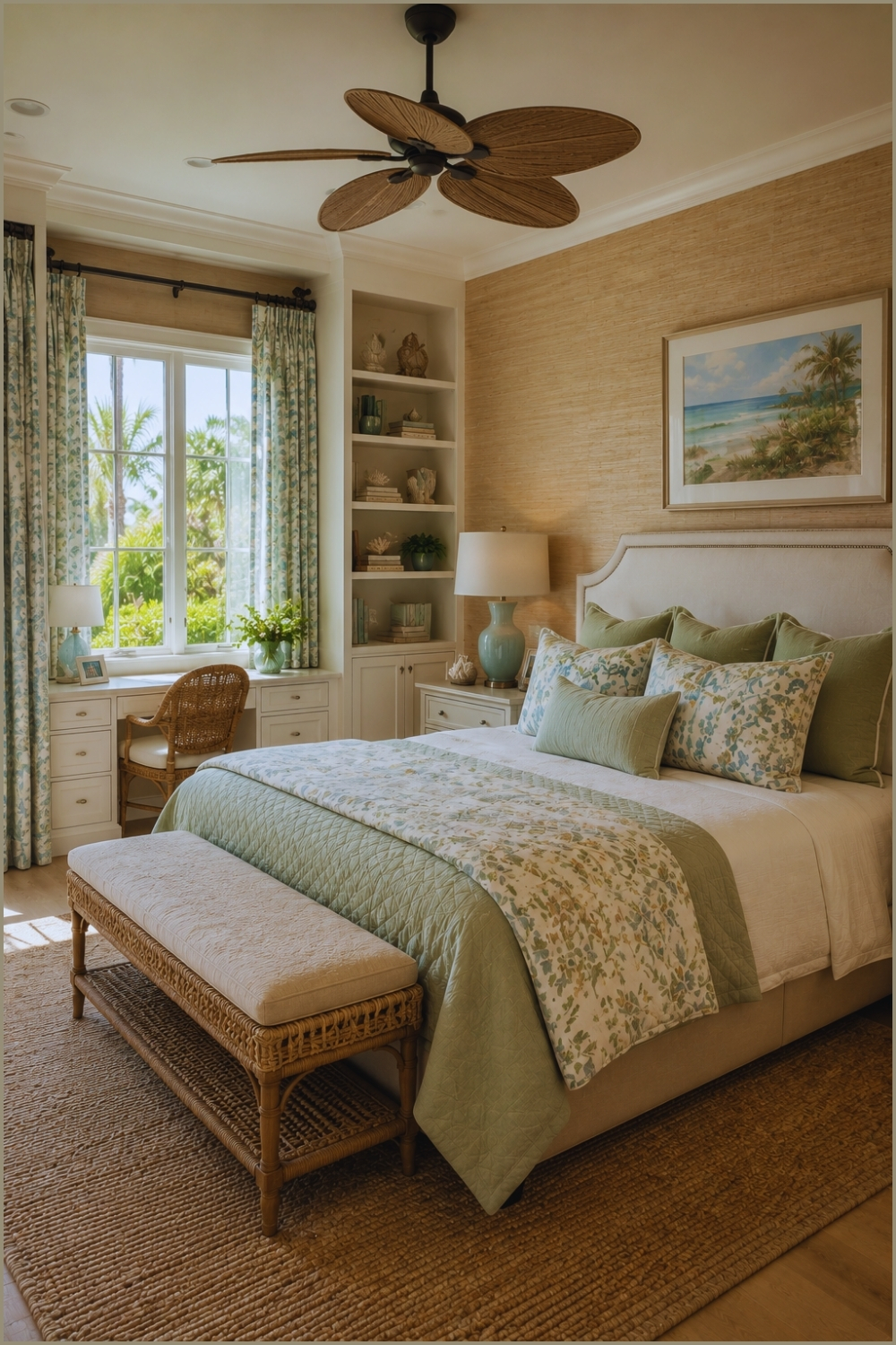 Coastal Beige Cottage Bedroom