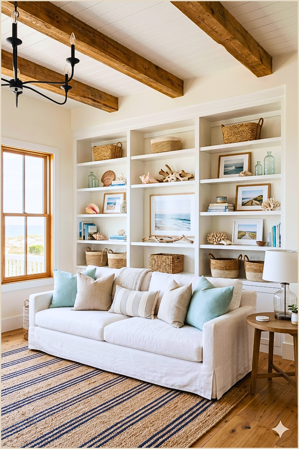 Coastal Built-In Shelf Styling