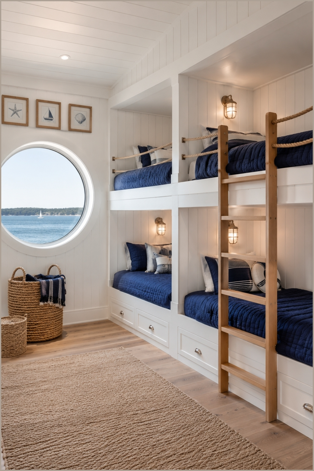 Coastal Cottage Built-In Bunk Room