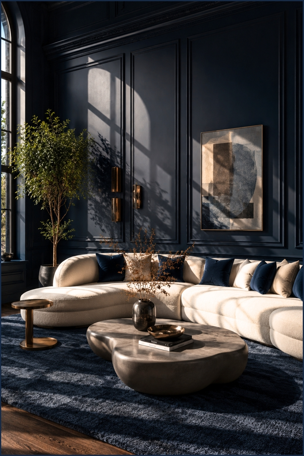 Coastal Inspired Gray and Blue Living Room