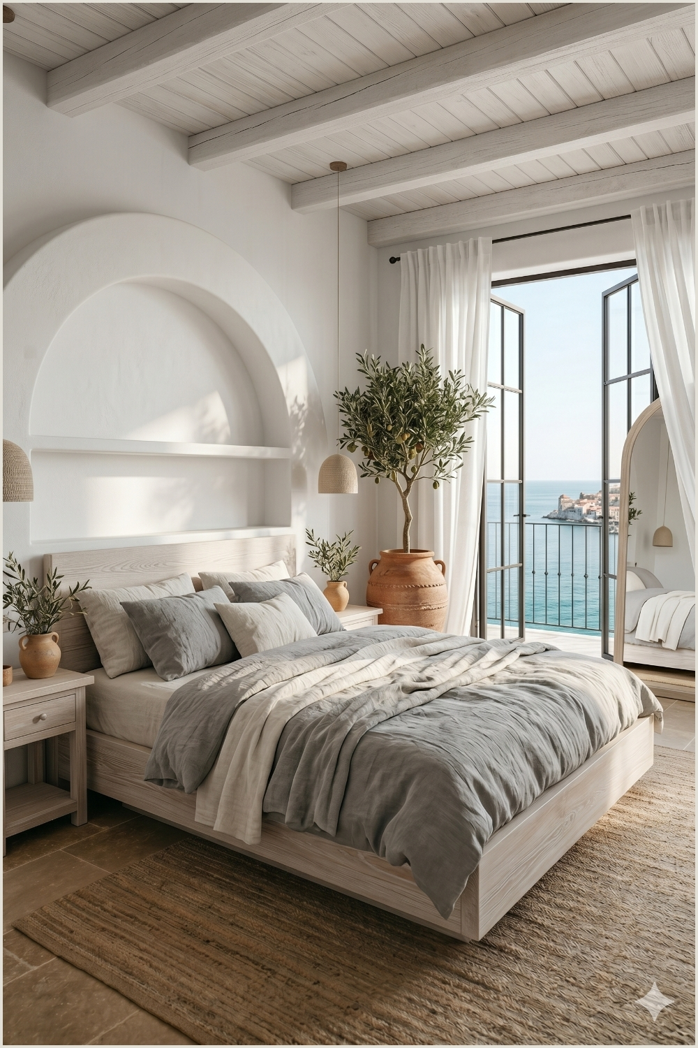 Coastal Minimal Mediterranean Bedroom