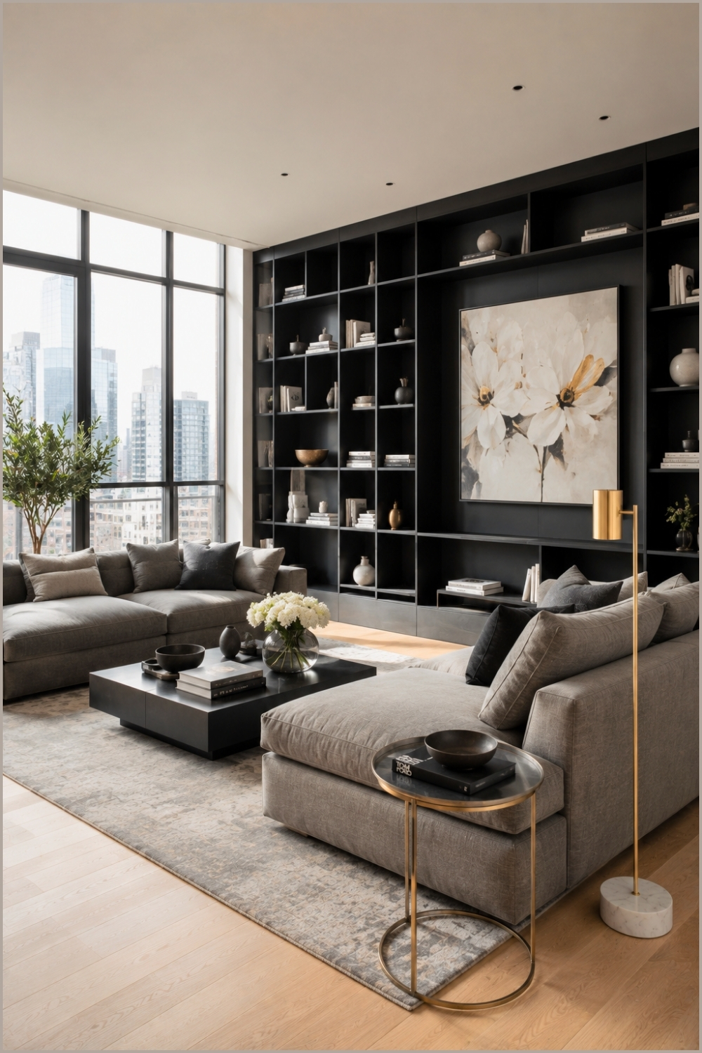 Contemporary Black Shelf Apartment