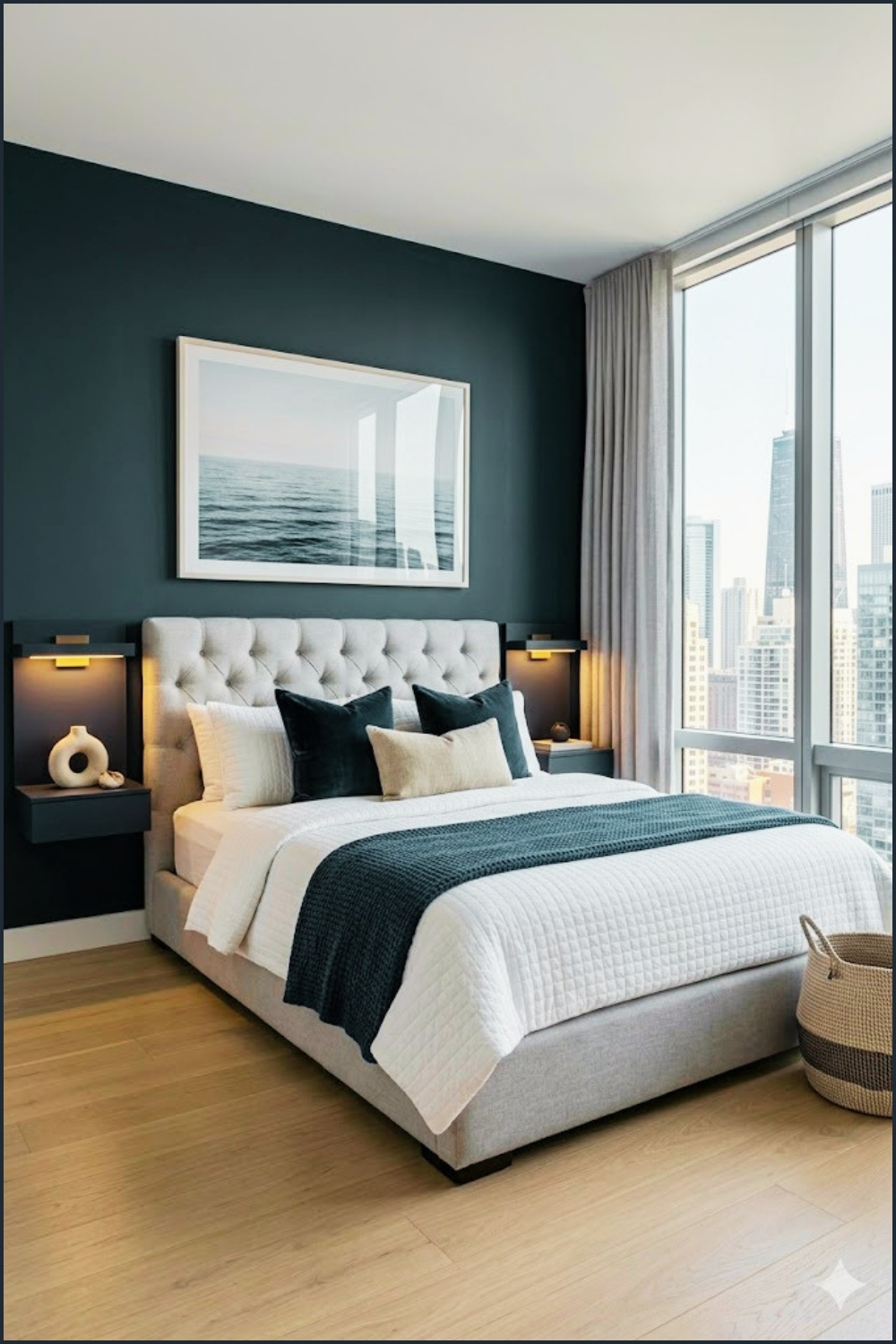 Contemporary Navy Accent Bedroom