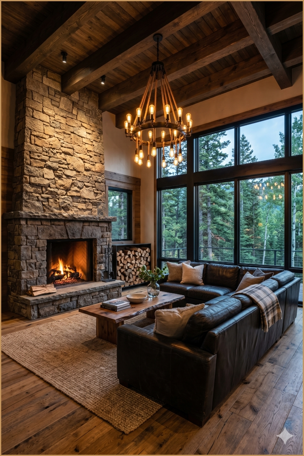 Contemporary Rustic Fireplace Lounge
