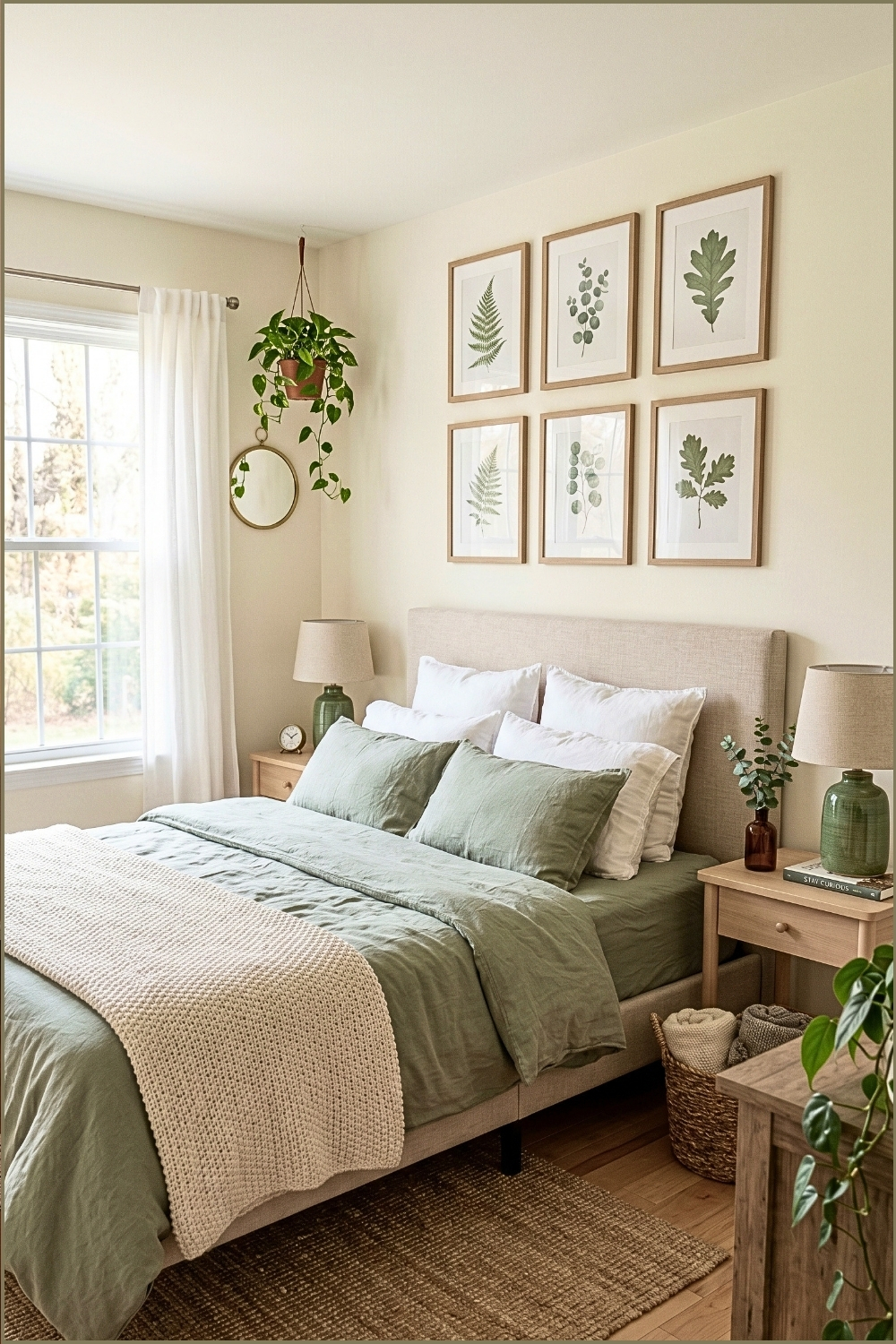 Cozy Botanical Sage Bedroom Decor