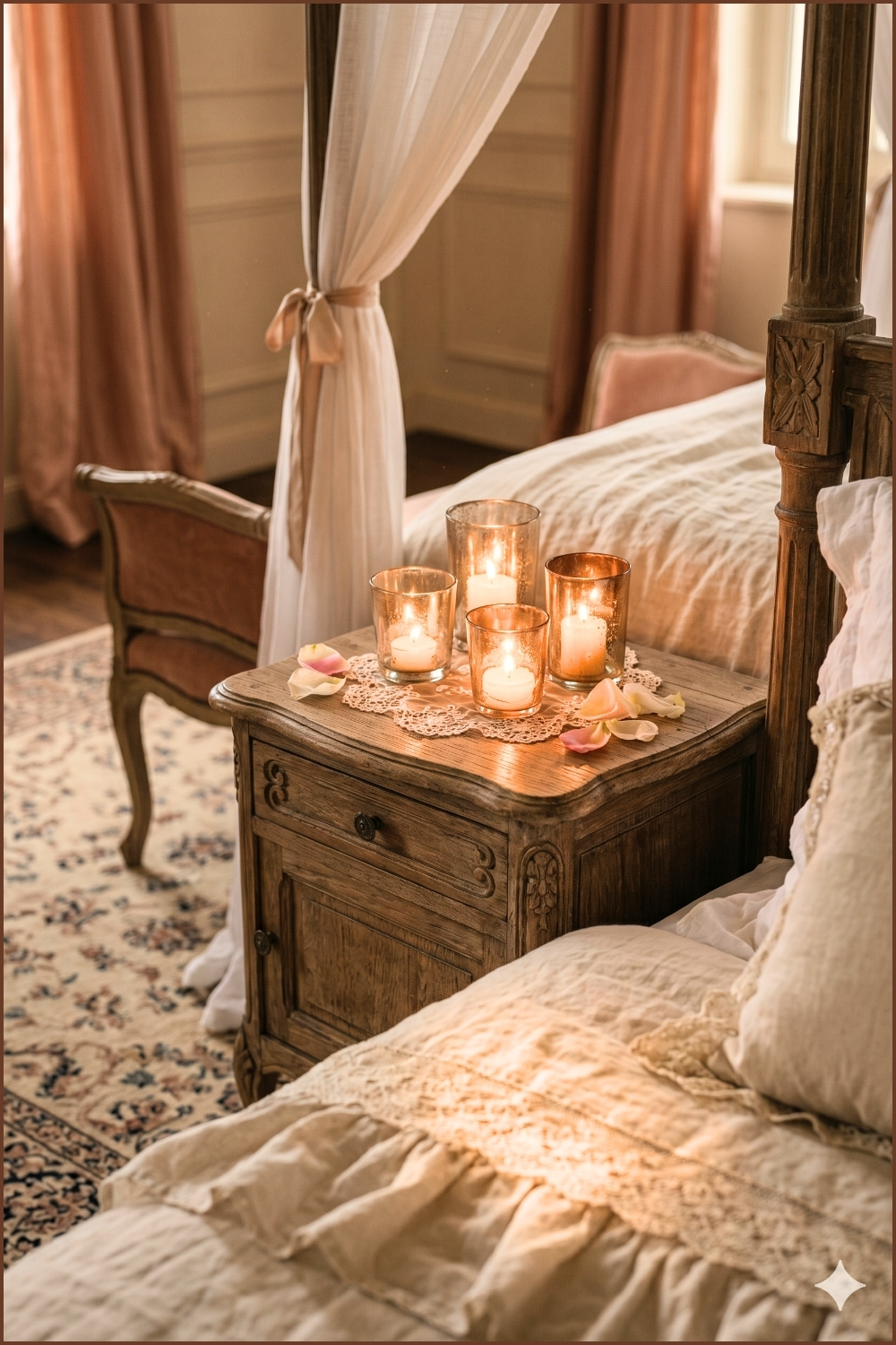 Cozy Candlelit French Nightstand